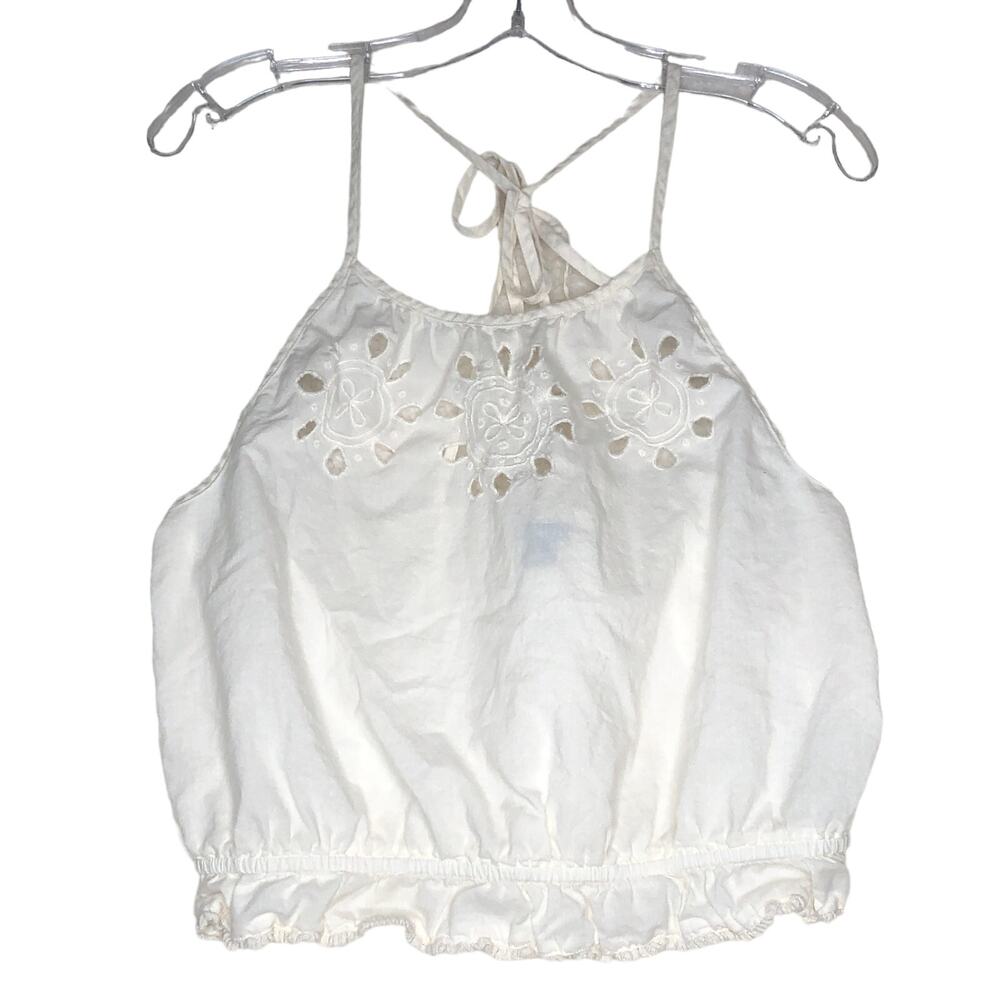 Aerie Halter Top Medium Floral White Tie